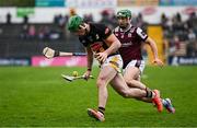19 April 2025; Eoin Cody of Kilkenny in action against Jack Grealish of Galway during the Leinster GAA Hurling Senior Championship Round 1 match between Kilkenny and Galway at UPMC Nowlan Park in Kilkenny. Photo by Seb Daly/Sportsfile