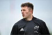 19 April 2025; Lee Barron of Munster before the United Rugby Championship match between Munster and Vodacom Bulls at Thomond Park in Limerick. Photo by David Fitzgerald/Sportsfile
