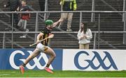 19 April 2025; Eoin Cody of Kilkenny celebrates after scoring his side's second goal during the Leinster GAA Hurling Senior Championship Round 1 match between Kilkenny and Galway at UPMC Nowlan Park in Kilkenny. Photo by Seb Daly/Sportsfile