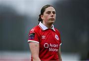 19 April 2025; Sarah Kiernan of Sligo Rovers reacts after their side's defeat in the SSE Airtricity Women's Premier Division match between Sligo Rovers and Galway United at The Showgrounds in Sligo. Photo by Tyler Miller/Sportsfile