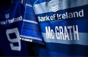 19 April 2025; The jersey of Luke McGrath in the Leinster dressingroom before the United Rugby Championship match between Leinster and Ulster at the Aviva Stadium in Dublin. Photo by Brendan Moran/Sportsfile