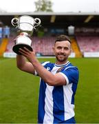19 April 2025; College Corinthians AFC captain Craig Donnellan with the cup after the FAI Intermediate Cup final match between College Corinthians AFC and Ringmahon Rangers FC at Turners Cross Stadium in Cork. Photo by Michael P Ryan/Sportsfile
