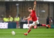 19 April 2025; Jack Crowley of Munster kicks a penalty during the United Rugby Championship match between Munster and Vodacom Bulls at Thomond Park in Limerick. Photo by David Fitzgerald/Sportsfile