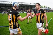 19 April 2025; Kilkenny players Fionán Mackessy, right, and Huw Lawlor after the Leinster GAA Hurling Senior Championship Round 1 match between Kilkenny and Galway at UPMC Nowlan Park in Kilkenny. Photo by Seb Daly/Sportsfile