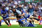 19 April 2025; Jack Aungier of Connacht is tackled by Louw Nel and JD Schickerling of DHL Stormers during the United Rugby Championship match between DHL Stormers and Connacht at DHL Stadium in Cape Town, South Africa. Photo by Shaun Roy/Sportsfile