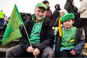 19 April 2025; Leitrim supporters Ciarán and Micheál Mac Raghnaill, age 8, during the Connacht GAA Football Senior Championship semi-final match between Leitrim and Mayo at Avant Money Páirc Seán Mac Diarmada in Carrick-on-Shannon, Leitrim. Photo by Thomas Flinkow/Sportsfile