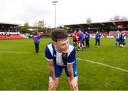 19 April 2025; Eric Cunningham of College Corinthians AFC at full time the FAI Intermediate Cup final match between College Corinthians AFC and Ringmahon Rangers FC at Turners Cross Stadium in Cork. Photo by Michael P Ryan/Sportsfile