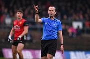 19 April 2025; Referee Jerome Henry during the Ulster GAA Football Senior Championship quarter-final match between Fermanagh and Down at Brewster Park in Enniskillen, Fermanagh. Photo by Ramsey Cardy/Sportsfile