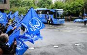19 April 2025; The Leinster team bus arrives before the United Rugby Championship match between Leinster and Ulster at the Aviva Stadium in Dublin. Photo by Sam Barnes/Sportsfile