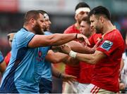 19 April 2025; Wilco Louw of Vodacom Bulls and Conor Murray of Munster tussle during the United Rugby Championship match between Munster and Vodacom Bulls at Thomond Park in Limerick. Photo by David Fitzgerald/Sportsfile