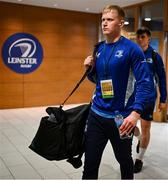 19 April 2025; Jamie Osborne of Leinster arrives before the United Rugby Championship match between Leinster and Ulster at the Aviva Stadium in Dublin. Photo by Brendan Moran/Sportsfile