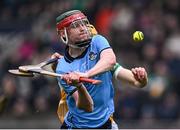 19 April 2025; Diarmaid Ó Dúlaing of Dublin in action against Donal Shirley of Offaly during the Leinster GAA Hurling Senior Championship Round 1 match between Dublin and Offaly at Parnell Park in Dublin. Photo by Ray McManus/Sportsfile