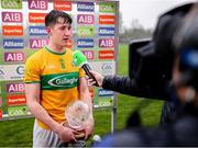 19 April 2025; Barry McNulty of Leitrim with his player of the match award after the Connacht GAA Football Senior Championship semi-final match between Leitrim and Mayo at Avant Money Páirc Seán Mac Diarmada in Carrick-on-Shannon, Leitrim. Photo by Thomas Flinkow/Sportsfile