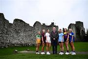 19 April 2025; Leinster LGFA president Arthur Corrigan, centre, with, from left, Offaly captain Faith McDermott, Westmeath captain Aoife Keegan, Kildare captain Tara Rafferty, Dublin captain Charlie Murphy, Wexford captain Kaylee Doyle and Laois captain Faye Brown during the Leinster LGFA Minor Championship Captain's Evening at Trim Castle. Leinster LGFA Minor Captains’ gathered ahead of the 2025 Minor Championship Finals on 19th April at Trim Castle in Navan, Meath. Photo by Ben McShane/Sportsfile