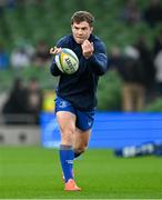 19 April 2025; Leinster captain Luke McGrath warms up before the United Rugby Championship match between Leinster and Ulster at the Aviva Stadium in Dublin. Photo by Brendan Moran/Sportsfile
