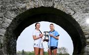 19 April 2025; Minor A finalists Kildare captain Tara Rafferty, left, and Dublin captain Charlie Murphy with the cup during the Leinster LGFA Minor Championship Captain's Evening at Trim Castle. Leinster LGFA Minor Captains’ gathered ahead of the 2025 Minor Championship Finals on 19th April at Trim Castle in Navan, Meath. Photo by Ben McShane/Sportsfile