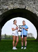 19 April 2025; Minor A finalists Kildare captain Tara Rafferty, left, and Dublin captain Charlie Murphy with the cup during the Leinster LGFA Minor Championship Captain's Evening at Trim Castle. Leinster LGFA Minor Captains’ gathered ahead of the 2025 Minor Championship Finals on 19th April at Trim Castle in Navan, Meath. Photo by Ben McShane/Sportsfile