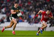 19 April 2025; Joe O'Connor of Kerry gets away from Seán Powter of Cork during the Munster GAA Football Senior Championship semi-final match between Cork and Kerry at Supervalu Páirc Uí Chaoimh in Cork. Photo by Piaras Ó Mídheach/Sportsfile
