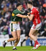 19 April 2025; David Clifford of Kerry and Daniel O'Mahony of Cork tussle off the ball during the Munster GAA Football Senior Championship semi-final match between Cork and Kerry at Supervalu Páirc Uí Chaoimh in Cork. Photo by Piaras Ó Mídheach/Sportsfile