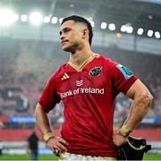 19 April 2025; Thaakir Abrahams of Munster after the United Rugby Championship match between Munster and Vodacom Bulls at Thomond Park in Limerick. Photo by David Fitzgerald/Sportsfile