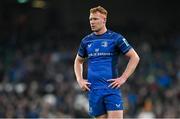 19 April 2025; Ciarán Frawley of Leinster during the United Rugby Championship match between Leinster and Ulster at the Aviva Stadium in Dublin. Photo by Brendan Moran/Sportsfile