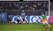 19 April 2025; Andrew Jamieson-Murphy of Dublin celebrates a late goal during the Leinster GAA Hurling Senior Championship Round 1 match between Dublin and Offaly at Parnell Park in Dublin. Photo by Ray McManus/Sportsfile
