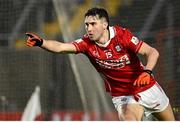 19 April 2025; Chris Óg Jones of Cork celebrates scoring his side's first goal during the Munster GAA Football Senior Championship semi-final match between Cork and Kerry at Supervalu Páirc Uí Chaoimh in Cork. Photo by Piaras Ó Mídheach/Sportsfile