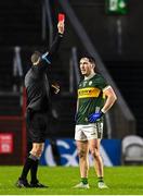 19 April 2025; Paudie Clifford of Kerry is shown the red card referee Barry Tiernan during the Munster GAA Football Senior Championship semi-final match between Cork and Kerry at Supervalu Páirc Uí Chaoimh in Cork. Photo by Piaras Ó Mídheach/Sportsfile