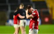 19 April 2025; Cathail O'Mahony of Cork reacts after kicking wide in the last play of the second half of extra-time during the Munster GAA Football Senior Championship semi-final match between Cork and Kerry at Supervalu Páirc Uí Chaoimh in Cork. Photo by Piaras Ó Mídheach/Sportsfile