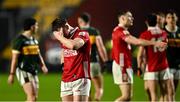 19 April 2025; Cathail O'Mahony of Cork reacts after kicking wide in the last play of the second half of extra-time during the Munster GAA Football Senior Championship semi-final match between Cork and Kerry at Supervalu Páirc Uí Chaoimh in Cork. Photo by Piaras Ó Mídheach/Sportsfile