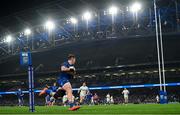 11 April 2025; Dan Sheehan of Leinster on his way to scoring his side's sixth try during the Investec Champions Cup quarter-final match between Leinster and Glasgow Warriors at the Aviva Stadium in Dublin. Photo by Brendan Moran/Sportsfile
