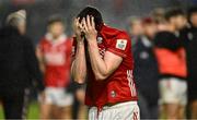 19 April 2025; Eoghan McSweeney of Cork after his side's defeat in the Munster GAA Football Senior Championship semi-final match between Cork and Kerry at Supervalu Páirc Uí Chaoimh in Cork. Photo by Piaras Ó Mídheach/Sportsfile