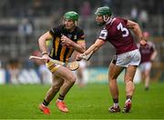 19 April 2025; Eoin Cody of Kilkenny in action against Fintan Burke of Galway during the Leinster GAA Hurling Senior Championship Round 1 match between Kilkenny and Galway at UPMC Nowlan Park in Kilkenny. Photo by Seb Daly/Sportsfile