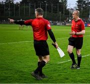 19 April 2025; Standby referee, James Owens, draws the attention of referee Johnny Murphy to an issue on the sideline during the Leinster GAA Hurling Senior Championship Round 1 match between Dublin and Offaly at Parnell Park in Dublin. Photo by Ray McManus/Sportsfile