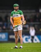 19 April 2025; Brian Duignan of Offaly prepares to take a free during the Leinster GAA Hurling Senior Championship Round 1 match between Dublin and Offaly at Parnell Park in Dublin. Photo by Ray McManus/Sportsfile