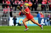 20 April 2025; Clodagh Finn of Cork on the way to scoring her side's first goal during the Munster Senior Camogie Championship semi-final match between Clare and Cork at Zimmer Biomet Páirc Chíosóg in Ennis, Clare. Photo by Brendan Moran/Sportsfile