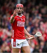 20 April 2025; Brian Hayes of Cork celebrtes after scoring his and his side's second goal during the Munster GAA Hurling Senior Championship Round 1 match between Clare and Cork at Zimmer Biomet Páirc Chíosóg in Ennis, Clare. Photo by Brendan Moran/Sportsfile