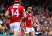 20 April 2025; Brian Hayes of Cork celebrtes after scoring his and his side's second goal during the Munster GAA Hurling Senior Championship Round 1 match between Clare and Cork at Zimmer Biomet Páirc Chíosóg in Ennis, Clare. Photo by Brendan Moran/Sportsfile