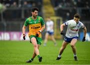 20 April 2025; Ryan McHugh of Donegal in action against Ciaran McNulty of Monaghan during the Ulster GAA Football Senior Championship quarter-final match between Monaghan and Donegal at St Tiernach's Park in Clones, Monaghan. Photo by Philip Fitzpatrick/Sportsfile