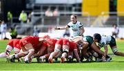 20 April 2025; A general view of a scrum during the Women's Six Nations Rugby Championship match between Wales and Ireland at Rodney Parade in Newport, Wales. Photo by Kian Abdullah/Sportsfile