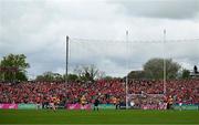 20 April 2025; Declan Dalton of Cork takes a free to level the scores with the final play of the Munster GAA Hurling Senior Championship Round 1 match between Clare and Cork at Zimmer Biomet Páirc Chíosóg in Ennis, Clare. Photo by Brendan Moran/Sportsfile