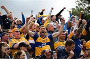 20 April 2025; Clare supporters react to their side winning a late free in the closing moments of the Munster GAA Hurling Senior Championship Round 1 match between Clare and Cork at Zimmer Biomet Páirc Chíosóg in Ennis, Clare. Photo by Brendan Moran/Sportsfile