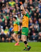 20 April 2025; Ryan McHugh of Donegal celebrates at the final whistle of the Ulster GAA Football Senior Championship quarter-final match between Monaghan and Donegal at St Tiernach's Park in Clones, Monaghan. Photo by Ramsey Cardy/Sportsfile