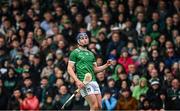 20 April 2025; Shane O’Brien of Limerick celebrates scoring a point during the Munster GAA Hurling Senior Championship Round 1 match between Tipperary and Limerick at FBD Semple Stadium in Thurles, Tipperary. Photo by Seb Daly/Sportsfile