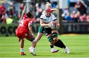 20 April 2025; Dorothy Wall of Ireland in action against Georgia Evans of Wales during the Women's Six Nations Rugby Championship match between Wales and Ireland at Rodney Parade in Newport, Wales. Photo by Kian Abdullah/Sportsfile