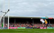 20 April 2025; Aidan McCarthy of Clare scores his side's first goal past Patrick Collins of Cork during the Munster GAA Hurling Senior Championship Round 1 match between Clare and Cork at Zimmer Biomet Páirc Chíosóg in Ennis, Clare. Photo by Brendan Moran/Sportsfile