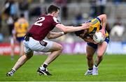 20 April 2025; Ciaráin Murtagh of Roscommon in action against Cein Darcy of Galway during the Connacht GAA Football Senior Championship semi-final match between Galway and Roscommon at Pearse Stadium in Galway. Photo by Piaras Ó Mídheach/Sportsfile