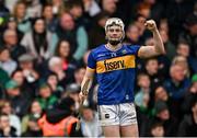 20 April 2025; Darragh McCarthy of Tipperary celebrates after converting a free in additional time during the Munster GAA Hurling Senior Championship Round 1 match between Tipperary and Limerick at FBD Semple Stadium in Thurles, Tipperary. Photo by Seb Daly/Sportsfile
