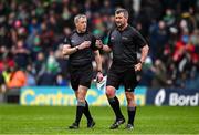 20 April 2025; Referee Thomas Walsh, right, and stand by referee Shane Hynes during the Munster GAA Hurling Senior Championship Round 1 match between Tipperary and Limerick at FBD Semple Stadium in Thurles, Tipperary. Photo by Seb Daly/Sportsfile