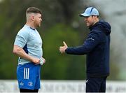 19 April 2025; Assistant coach Eoin Stanley, right, and Graham Reynolds during a Leinster Rugby Juniors squad training session at Gorey RFC in Gorey, Wexford. Photo by Brendan Moran/Sportsfile